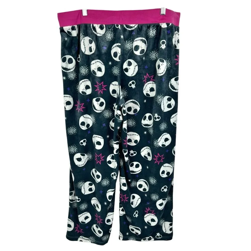Disney Nightmare Before Christmas Black Pink Cozy Lounge PJ Bottoms Women XXL